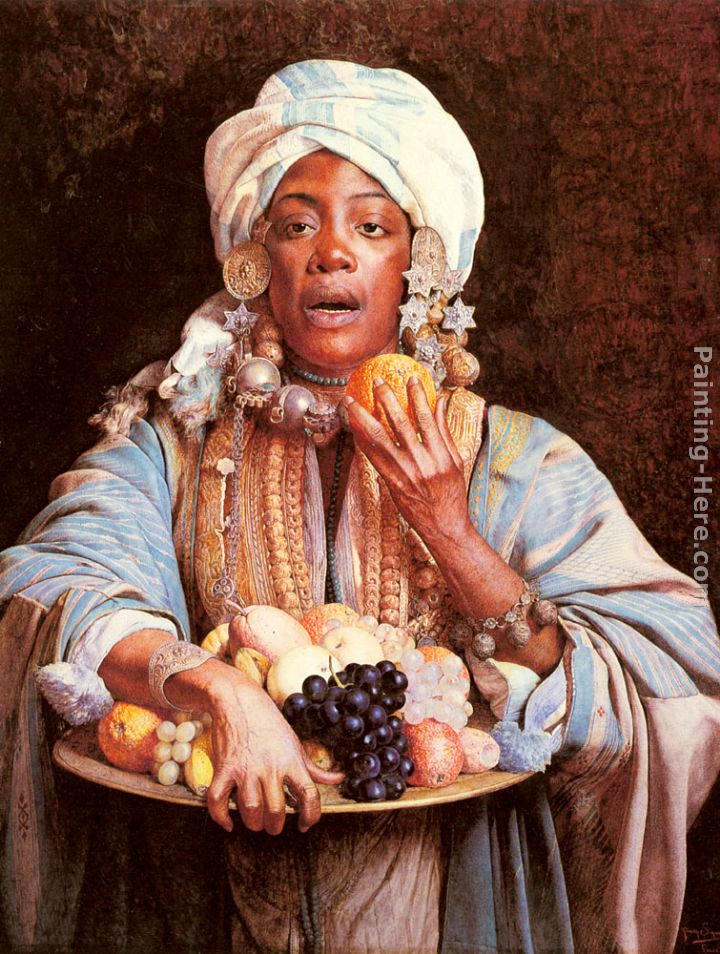 A North African Fruit Vendor painting - Guiseppe Signorini A North African Fruit Vendor art painting